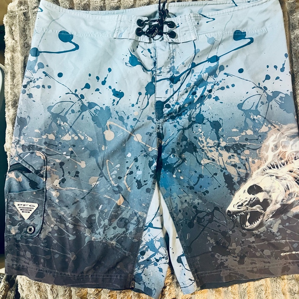 Columbia Blue and Gray Swim Board Shorts